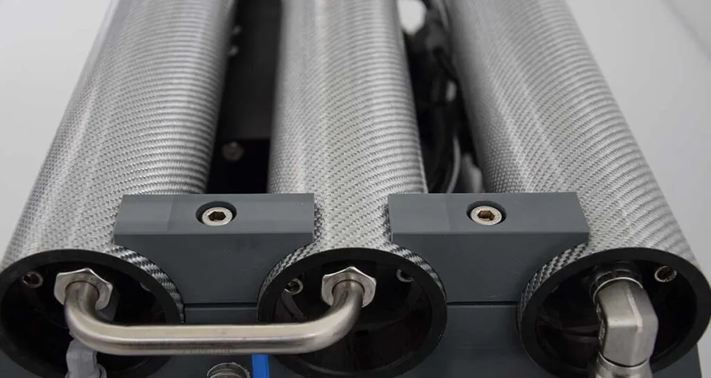 The reverse osmosis membranes of a Schenker watermaker.